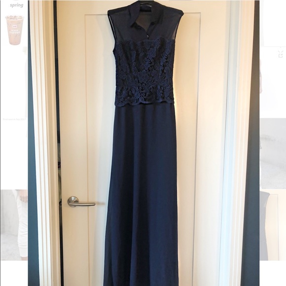 🎉TAKE 50% OFF! Long Blue Chiffion and Lace Dress - Picture 1 of 3